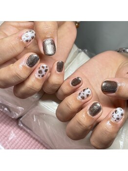 ミスネイル 北谷店(Ms.naiL)/ブラウンホワイト　アニマル