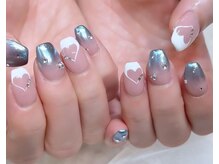 ネイルアンドアイラッシュスタジオ シュシュ(chouchou)/ハートフレンチミラーグラデ梅雨