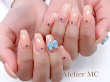 アトリエ エムシー 新富町(Atelier MC)/ワンカラー★リボン&ストーン