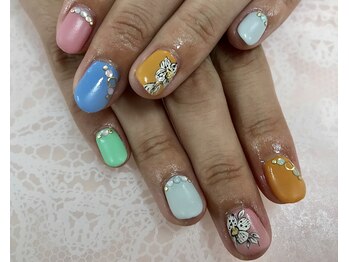 ダブルネイル(Double Nail)/【岡田】レトロフラワーネイル☆