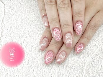 フラッフィーラビットネイル(fluffy rabbit nail)/ハートY2K平成ギャルピンク