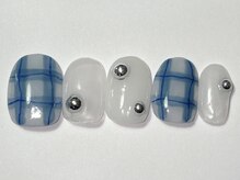 ネイルメゾン 渋谷店(NAIL MAISON)/青チェック秋￥6500