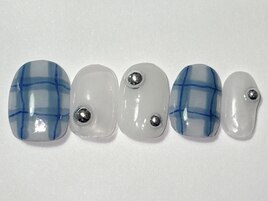 青チェック秋￥6500