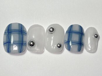 ネイルメゾン 渋谷店(NAIL MAISON)/青チェック秋￥6500
