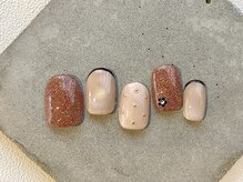 カラ ネイル 中津店(calla nail)/オレンジラメ×フレンチ