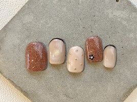 オレンジラメ×フレンチ
