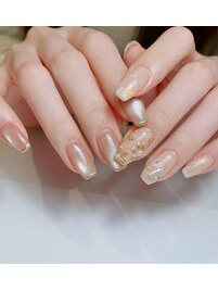 手書きミラーお花ネイル