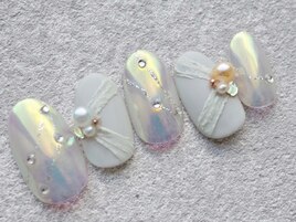 オーロラ韓国風レースネイル