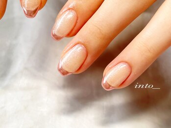 ネイルサロン イントゥ(into_)/ピンクミラーフレンチ キラキラ