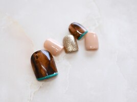 FOOTべっ甲☆グリーンフレンチ