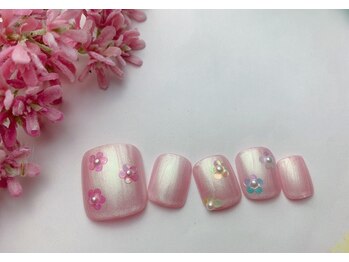 ネイルサロン&スクール ジーナ(GINA)/つやつやホロフラワーネイル