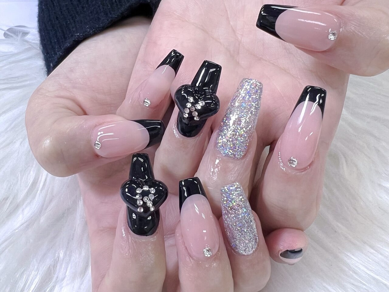 オーダー】ネイルチップ ツイードネイル 秋ネイル くまネイル 量産型