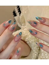 エスケイネイルサロン(S Kネイルサロン)/チュールネイル＋ラメ＋ストーン