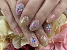 ダブルネイル(Double Nail)/【なだ】マーブル×シェルネイル