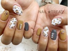 ネイルトリート 茨木駅前店(NAIL TREAT)/漆喰ヒョウ柄ネイル