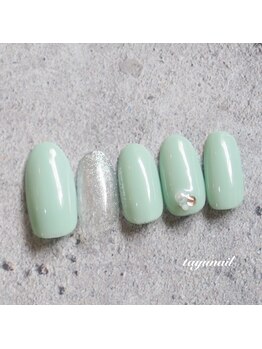 たゆ ネイル(たゆnail)/爽やかグリーンラメネイル