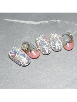 カラフルフラワーネイル