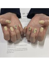 シアン(cyaan)/バターイエロー×フラワー