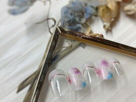 美フレンチ♪水彩フラワー！