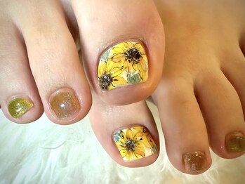 アミュリー ネイル アトリエ(Amury nail atelier)の写真/何度でも利用OK♪オフ・ケア込【フットネイルワンカラ-+2本ア-ト☆¥7000】ア-トなし¥6000★カラ-追加OK!