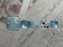 アイネイルズ 横浜EAST店(I-nails)/手描きフラワーフットネイル