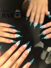 ガラスネイル / 夏ネイル