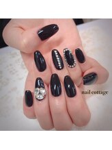 ネイルコテージ(Nail cottage)/ブラック×Ｖカット