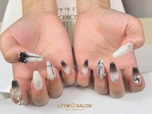 リームサロン 池袋店(LYYM SALON)/ブラック×ホワイトロングネイル