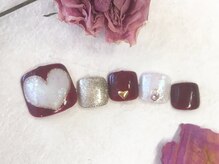 ナル バイ ネイルブレイク(Nalu by Nail Break)/ハートくり抜き×ボルドー