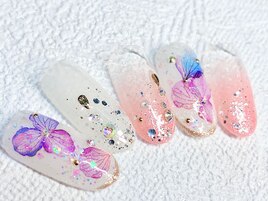 キラキラ あじさいネイル