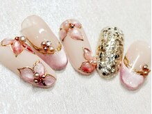 チェリーズネイル(Cherrys Nail)/大人 ピンク フラワーネイル