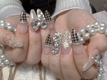 モアネイル 新宿/千鳥格子ネイル/持ち込み/新宿
