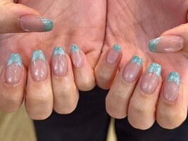 ミントブルーラメフレンチ