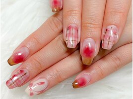 チークネイル/チェック柄/韓国風