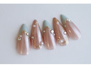 ココネイル/フレンチ×ミラーネイル