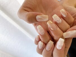 大人夏ネイル　刺繍ネイル