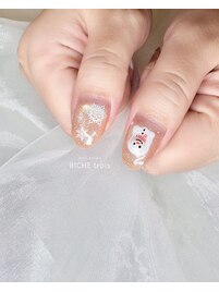 冬の雪だるまネイル