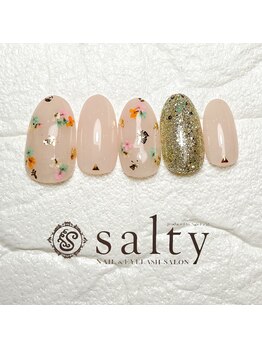ネイルアンドアイラッシュサロン ソルティ 寺田町(salty)/押し花ネイル