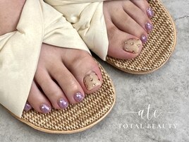 夏ピンクフットネイル