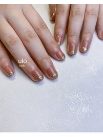 ゴールドフレンチワンホンネイル