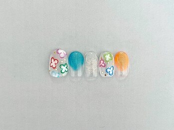 フラワーネイル　クリアネイル