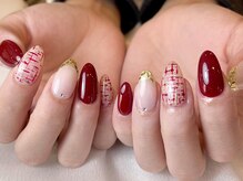 マイフェアレディ 今池(MyFairLady)/赤×ツイード大人ネイル