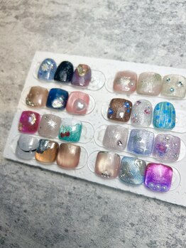 ムーミー 東十条店(muu mii)の写真/夏ネイルフットネイルマグネット、キラキラネイルウルツヤネイルで足先まで煌めきを♪