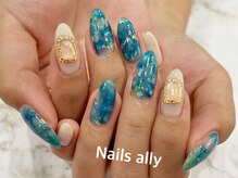 ネイルズアリー 立川店(Nails ally)/たらし込み×ニュアンスパーツ