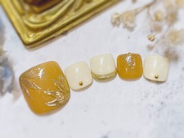 秋のミラーフラワーネイル