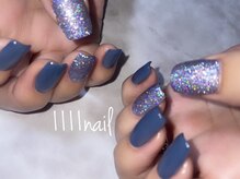 イチイチイチイチネイル(1111nail)/ネイビー×フラッシュ♪