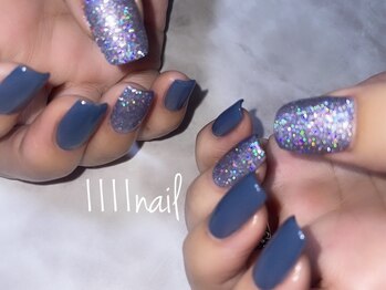 イチイチイチイチネイル(1111nail)/ネイビー×フラッシュ♪