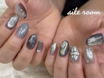 エールルーム 中目黒(aileroom)/寒色ニュアンス ちぐはぐネイル