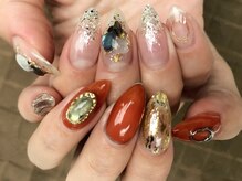 プラハネイル(+HER 美甲)/アシメ☆シェル×水銀ネイル