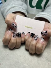 ミモ(mimo.)/ブラック×お花ネイル